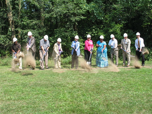 Michigan Senator Debbie Stabenow  (sixth from left) joins officials in breaking ground for a new health care facility funded in part by USDA. USDA photo.