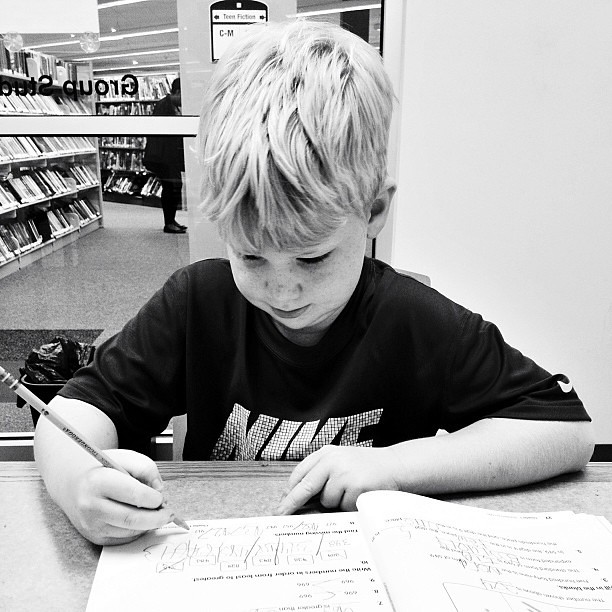School at the library this morning with my buddy... #homeschool, #1000gifts