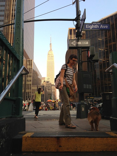 Emerging from the subway, 8th Ave.