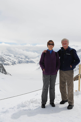Parents with Aletsch Glacier in background.