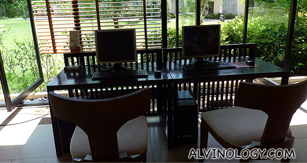 Computer terminal for internet access at the resort lobby 