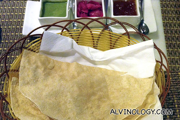 Papadum to start the meal 