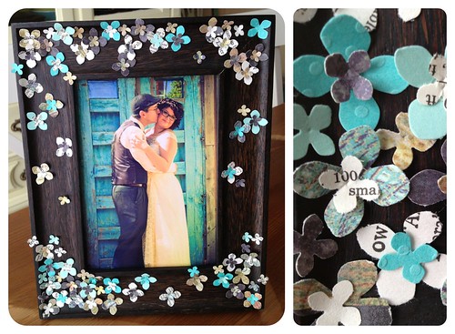 paper flower wedding frame by Heather Says