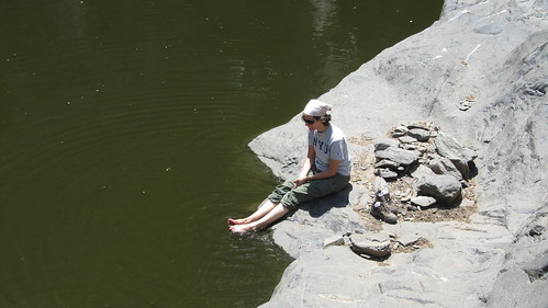 Putting my dirty feet into the "baboon pools."