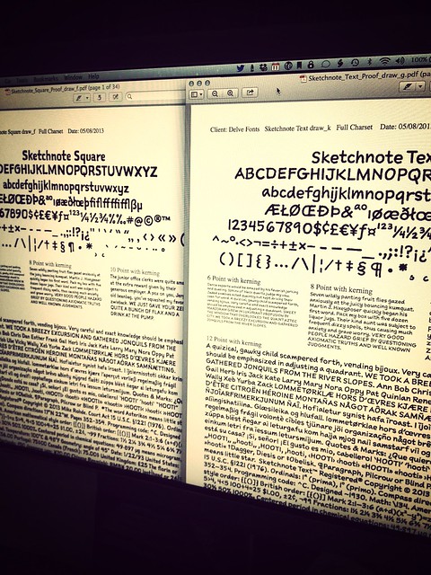The Sketchnote Typeface gets closer to release! These are proof sheets from @delvew