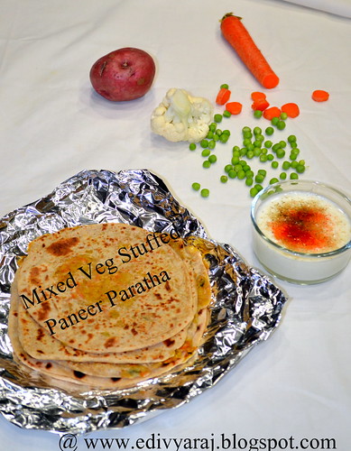 Divya's Recipes: Mixed Vegetable Paratha / Mixed Veg Stuffed Paratha ...