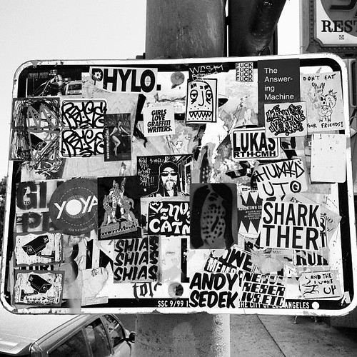 New contribution to this Echo Park #StickerMob www.StreetArtStickers.com by WE HATE FLICK R MAIL - EMAIL US: info@bomit.com