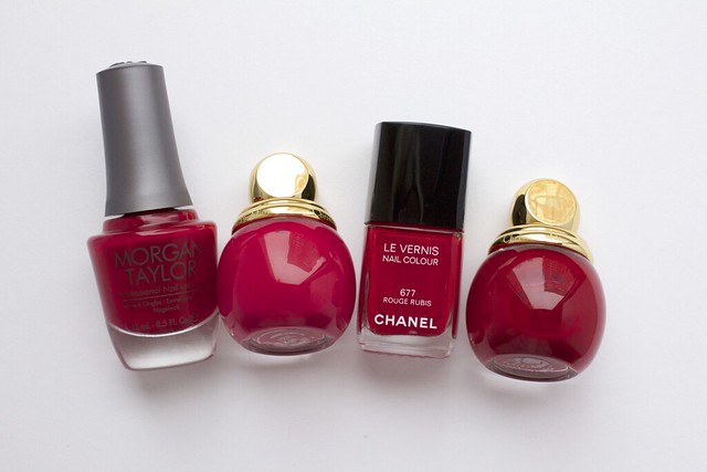 01 Comparison Morgan Taylor Man Of The Moment, Dior Diorific Royale, Marilyn, Chanel Rouge Rubis
