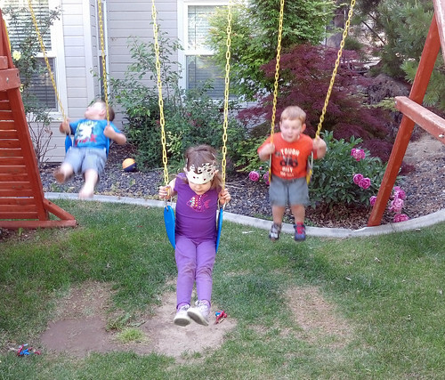 Lily, Brock and Brice playing in the backyard