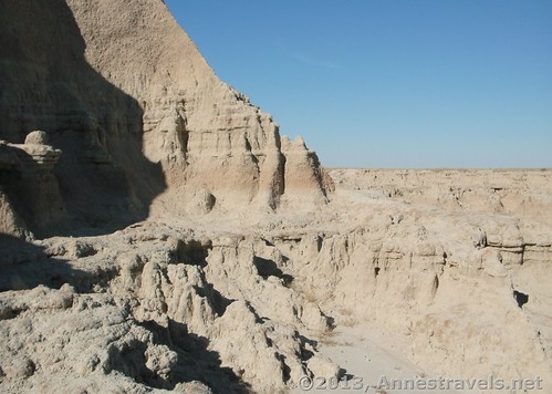 Looking along the wall from The Window, Badlands National Park, South Dakota