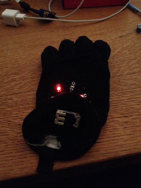 Showing the battery case on the inside of the glove