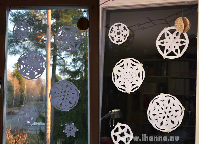 Snowflake window by day and by night  (Copyright Hanna Andersson 2013)