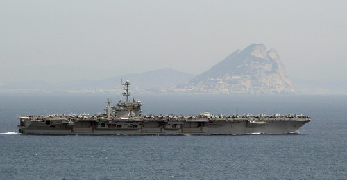 USS Harry S. Truman passes the Rock of Gibraltar.