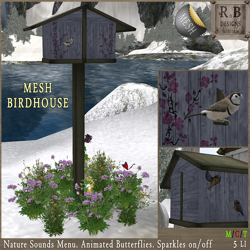 NEW ON SALE ! *RnB* Mesh Birdhouse - Blue (sounds & butterflies)