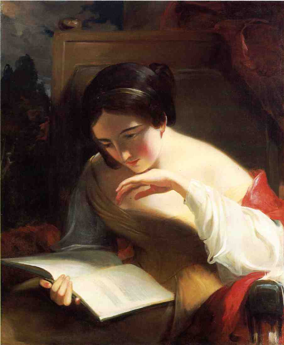 Portrait Of A Girl Reading by Thomas Sully, 1842