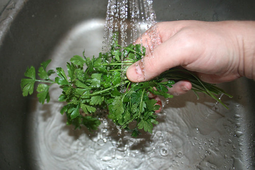 12 - Petersilie waschen / Wash parsley