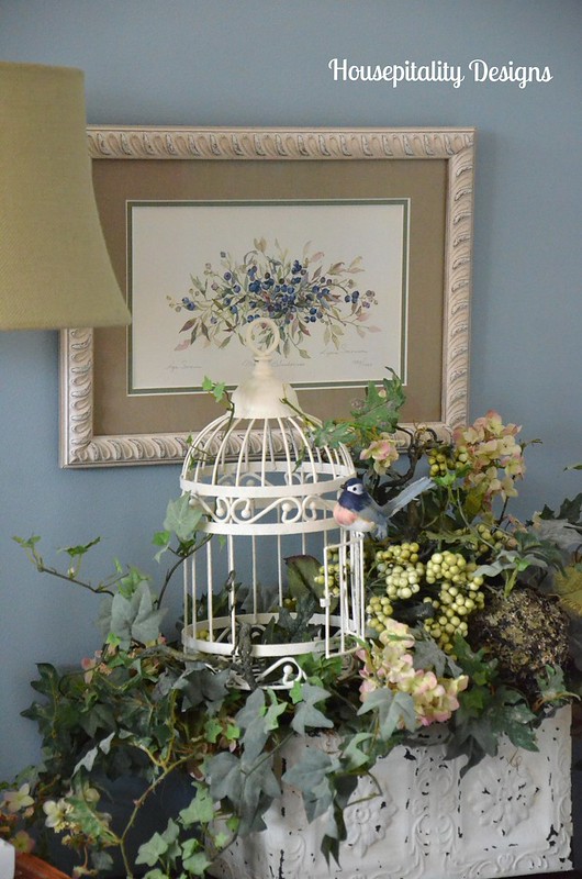 Birdcage floral arrangement