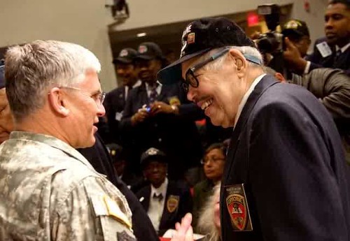 Gen. George W. Casey Jr., former chief of staff of the Army, talks to Lt. Col. Roger Walden during a recognition ceremony at the Pentagon on March 25, 2010. (U.S. Army)