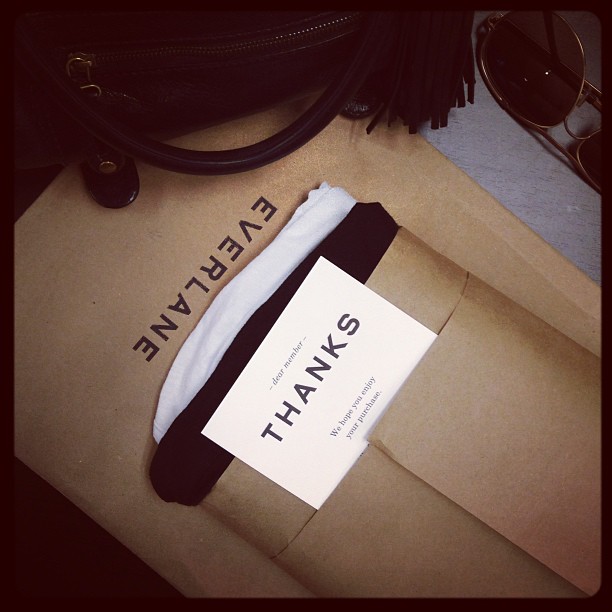 My very first @everlane package arrived and I was very pleased with the 'unboxing' experience. Can't wait to wear these super soft tees! http://ibittm.com/1avMbAt #inthemail #instagood #everlane