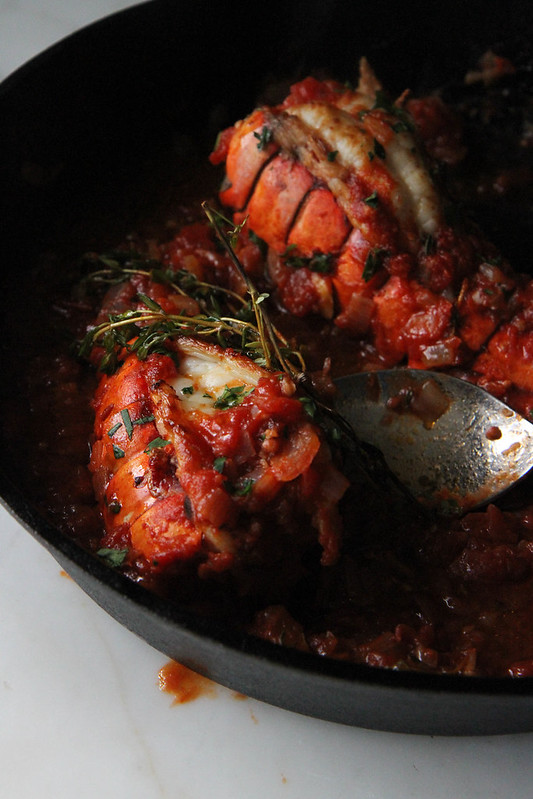 Spicy Tomato Broiled Lobster