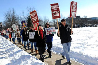 TNG-CWA Local 31167 members and supports in fair contract demonstration.