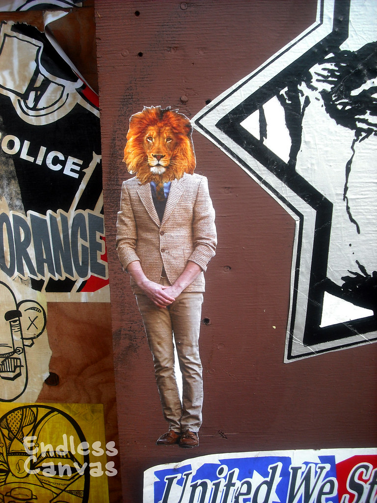 "lionhead" paste up - Oakland, Ca