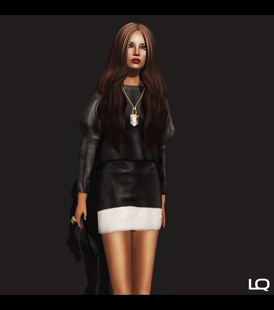 C88 July - ColorMeHOF Mesh [Leather Panel Skirt[BlackWhite] & [Puff Sleeve Blouse[Black]  by Fashionboi Landar
