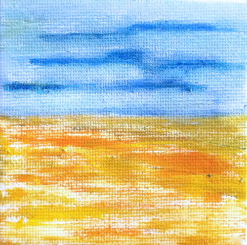 Blue Sky Golden Field (Mini-Painting as of December 13, 2013) by randubnick