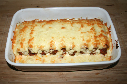 42 - Cannelloni mit Hack-Feta-Füllung - Fertig gebacken / Cannelloni stuffed with meat & feta - Finished baking