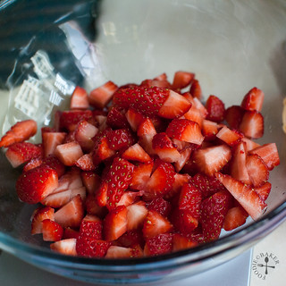 chop plenty of strawberries
