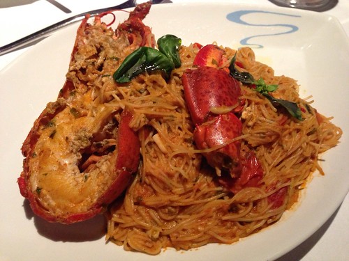 Tagliolini: Thin Pasta with Boston Lobster, Sun-Dried Tomato, Italian Basil with White Wine & Tomato Sauce