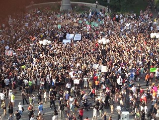 Thousands of people at a trayvon martin rally in NYC
