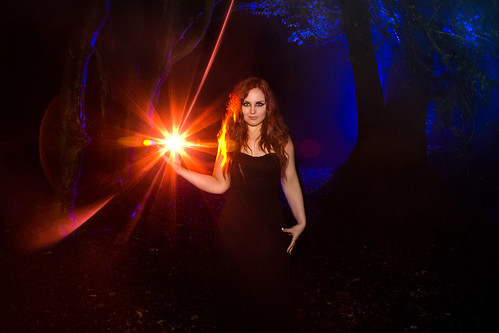 Witchcraft (Katherine Velours Witch With Lightpainting), Shrubhill Common by flatworldsedge