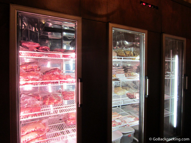Glass door refrigerators in the lobby
