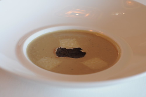 Guy Savoy's Artichoke Black Truffle Soup with Parmesan Shavings