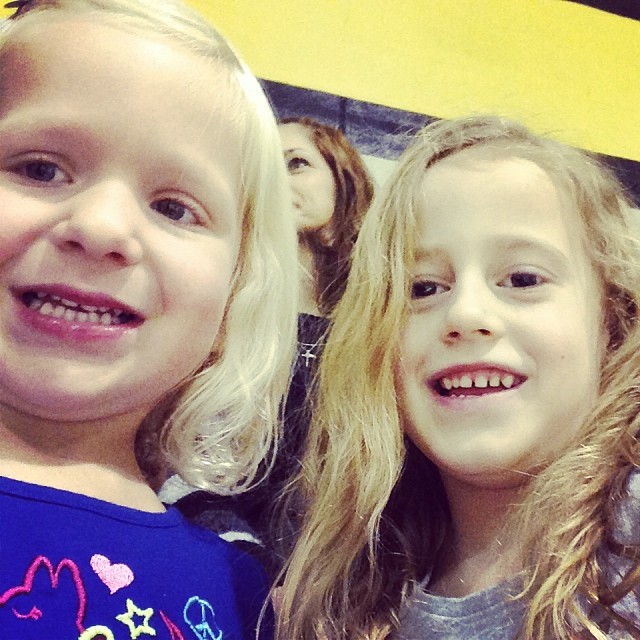 I just found selfies that Autumn and her bestie took of themselves last night at Nathan's PE night. I will be watching her friend a couple times a week once I become a SAHM in four weeks. What trouble am I in for?!!  haha! These two are glued to the hip. 