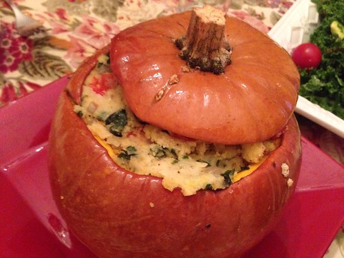 Vegetarian Cornbread Stuffed Roasted Pumpkin