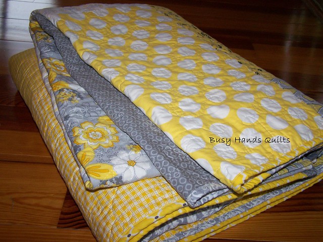 Gray and Yellow Full Size Brick Quilt