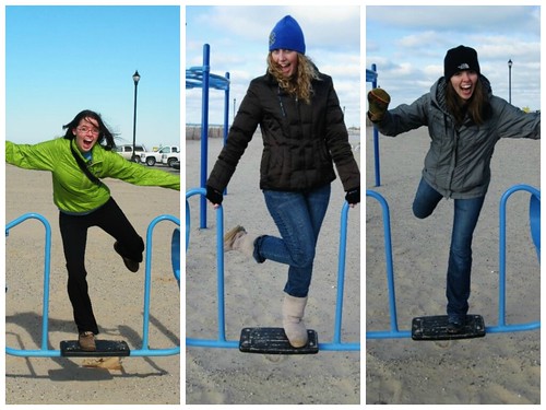 Playground capers, South Haven, Michigan - in winter!