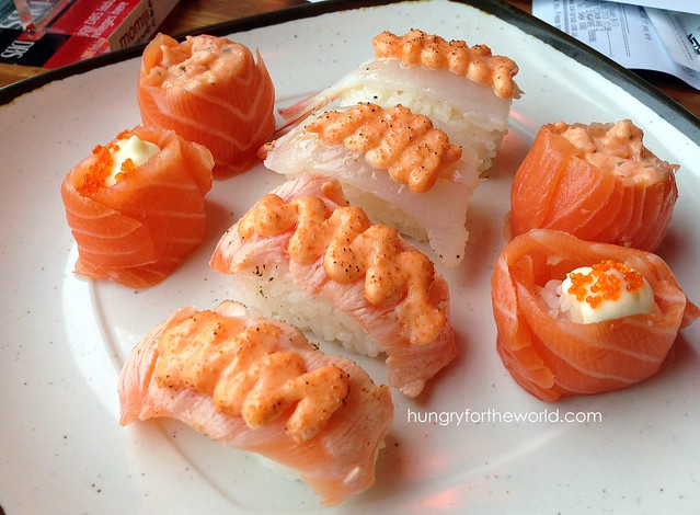 assorted salmon sushi