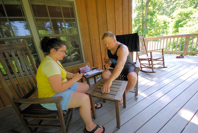 Family fun at cabin 4 at Occoneechee State Park