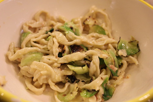 Orechiette Carbonara with Charred Brussels Sprouts Cecilia