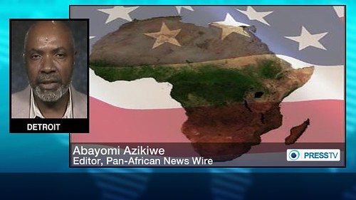 Abayomi Azikiwe, editor of the Pan-African News Wire, featured in Press TV graphic for their US Desk. Azikiwe is a frequent analyst on African and global affairs. by Pan-African News Wire File Photos