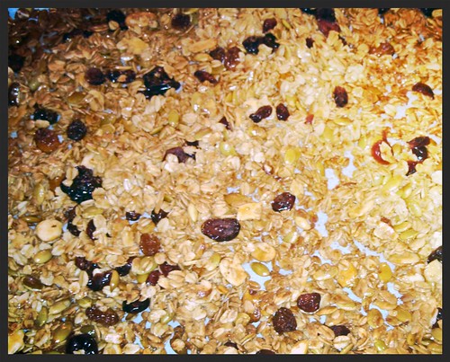 Granola: Super sticky and ready for the oven