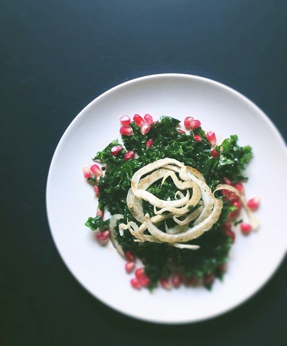 Massaged Kale, Fennel + Pomegranate Salad with a Balsamic Honey Vinaigrette