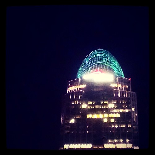 Downtown details: The tiara atop Great American Tower was glowing green for Christmas...