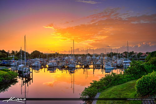 HDR Photography Sailboats at Marina Sunrise Florida by Captain Kimo