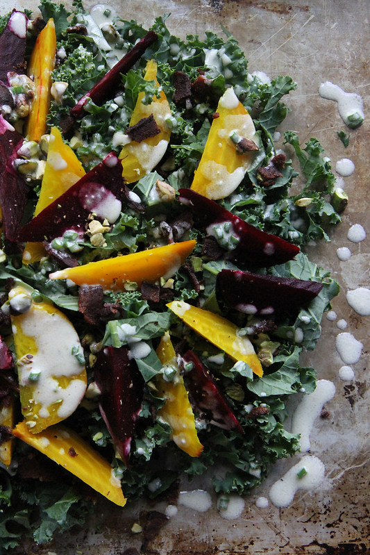 Kale, Beet and Bacon Salad with Goat Cheese Vinaigrette