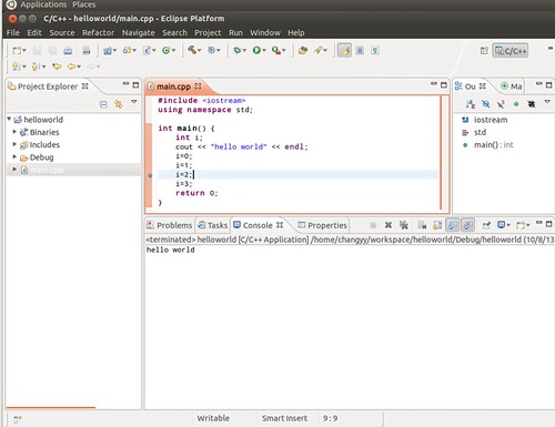 Ubuntu 12.04 Eclipse C++ Project Debug 3