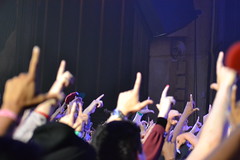 Fans putting their "L"s up for the signature "Lace Up" sign. (By Courtney M. Fowler)